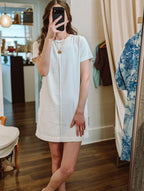baby cord shift dress in ecru