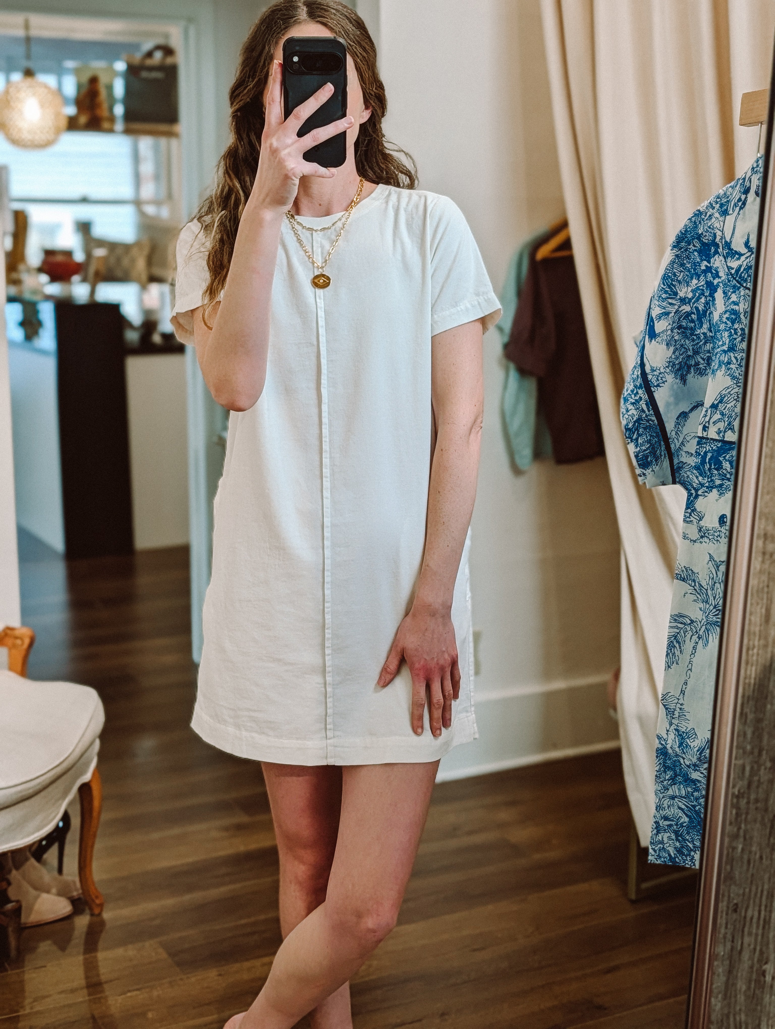 baby cord shift dress in ecru