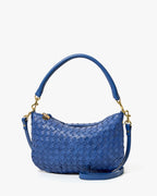 petit moyen messenger med woven diagonal french blue