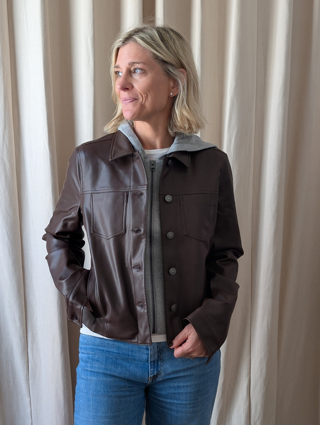the sophie vegan leather jacket with insert