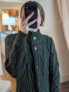 aran cable signature coat in army