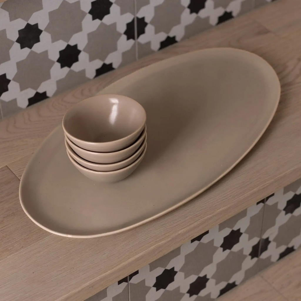oval serving platter - desert taupe