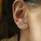 heart lock studs in gold