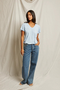 hendrix cotton short sleeve boxy tee in sky blue