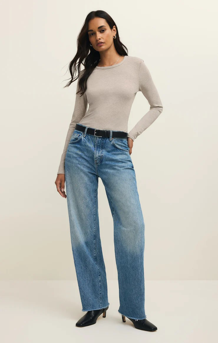 second skin crew long sleeve in natural heather