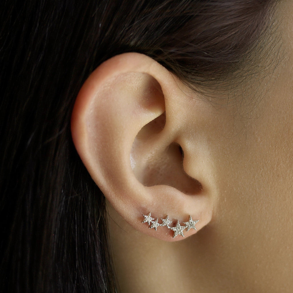 pave 5 star stud earrings