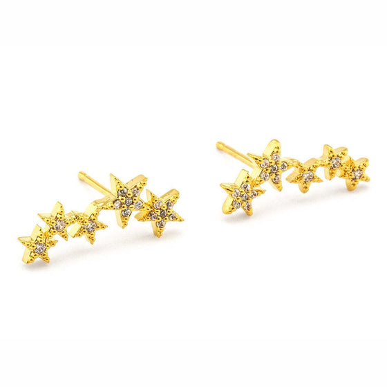 pave 5 star stud earrings
