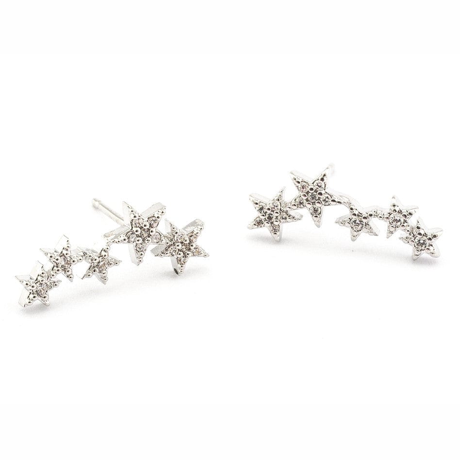 pave 5 star stud earrings