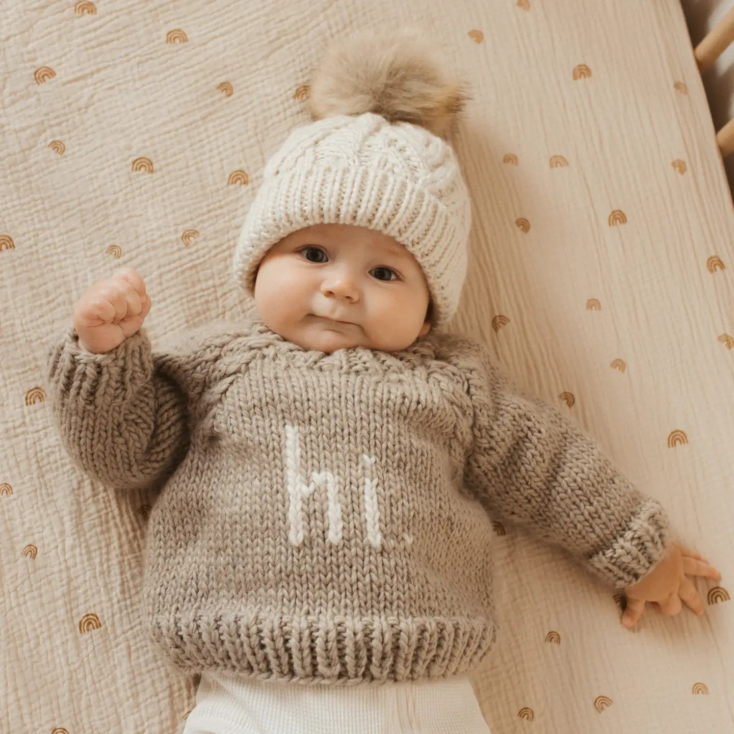 hi. pebble crew neck baby sweater