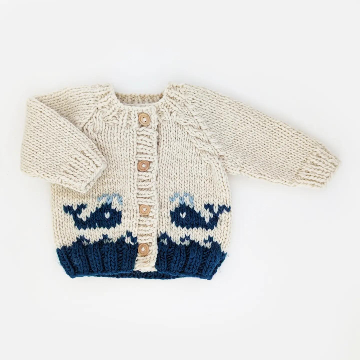 whale print baby cardigan