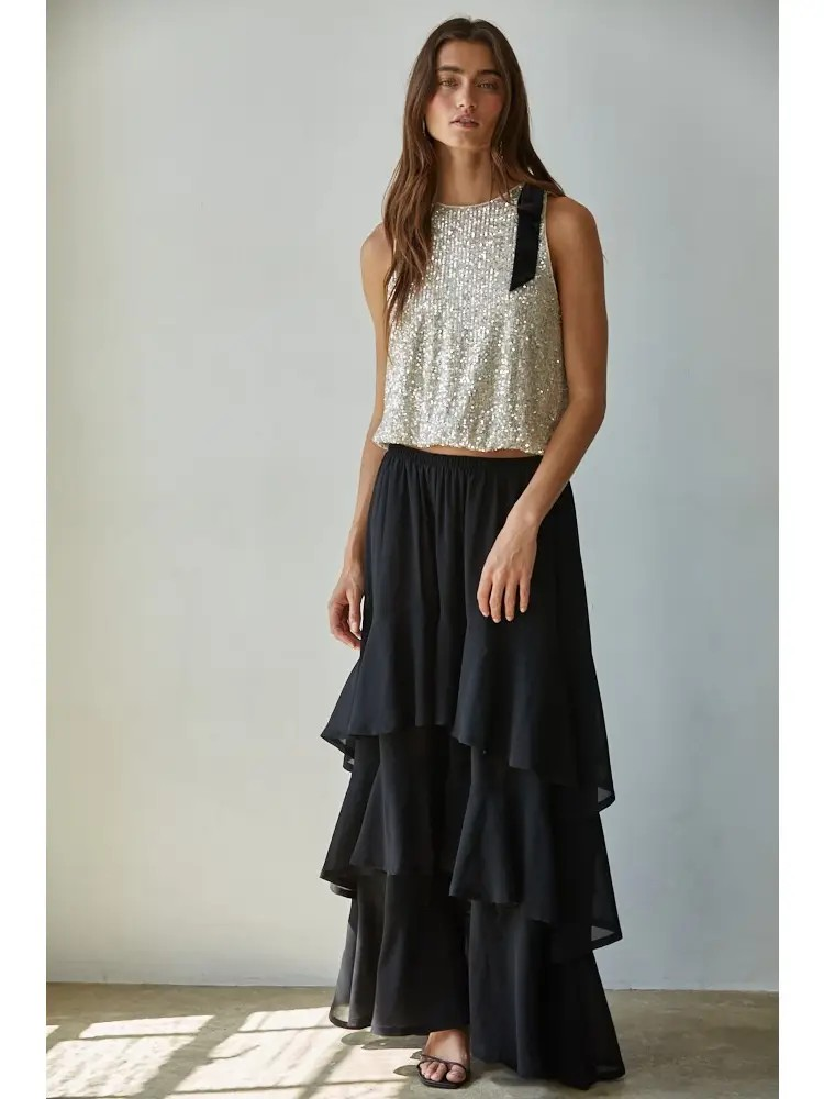 chiffon tiered skirt