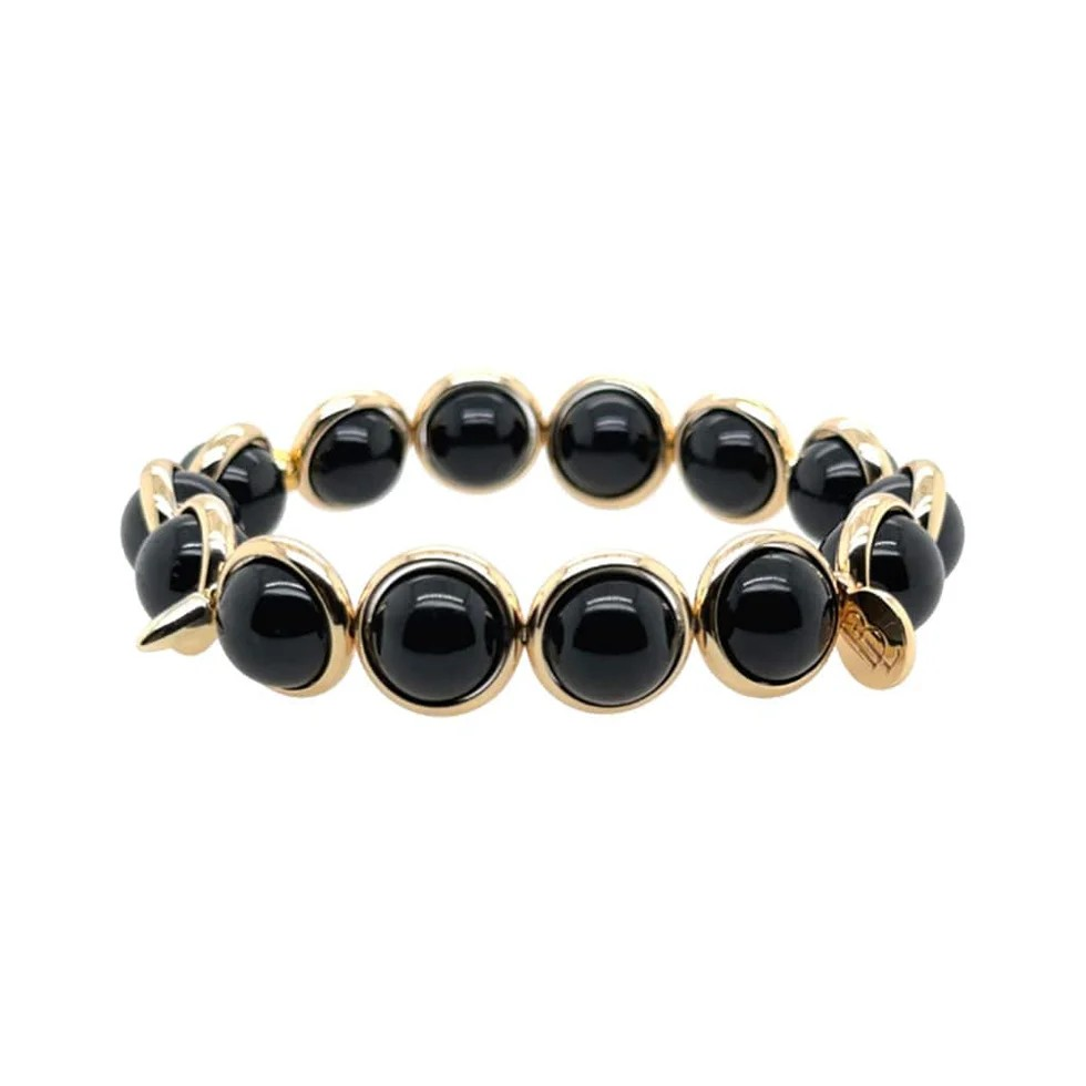 black tourmaline gemstone beaded bracelet 10mm