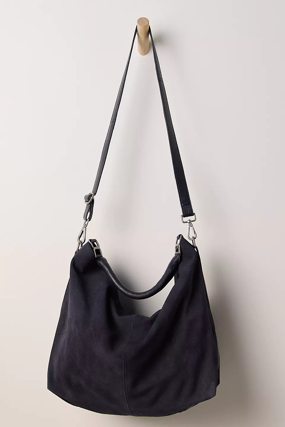 suzie suede slouch tote in black