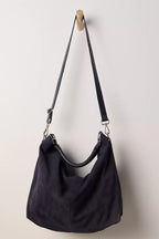 suzie suede slouch tote in black
