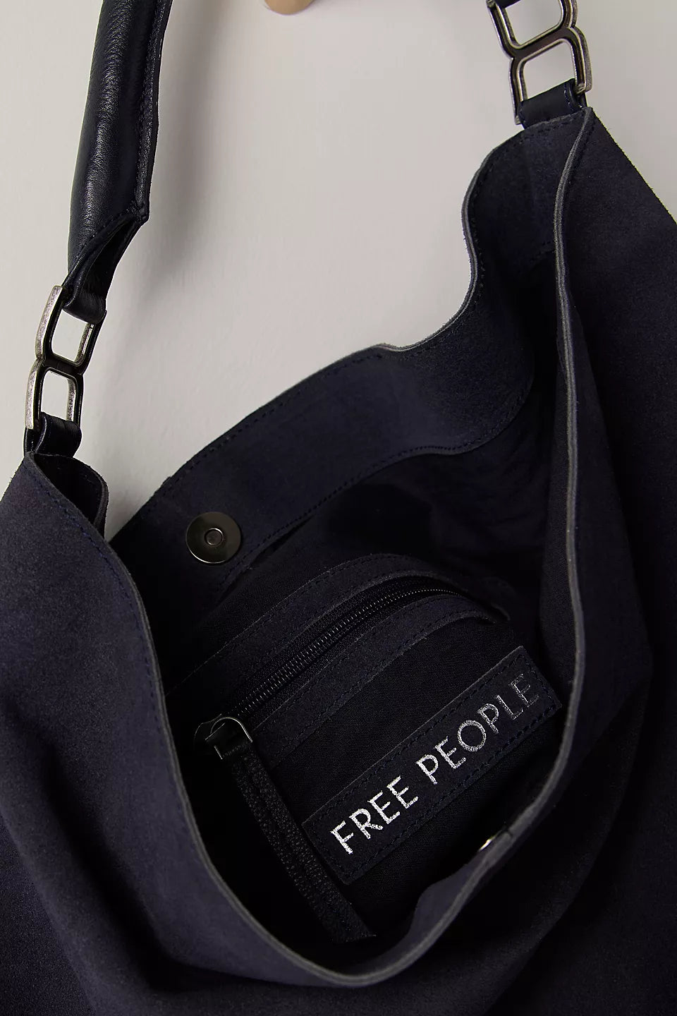 suzie suede slouch tote in black