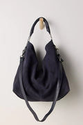 suzie suede slouch tote in black