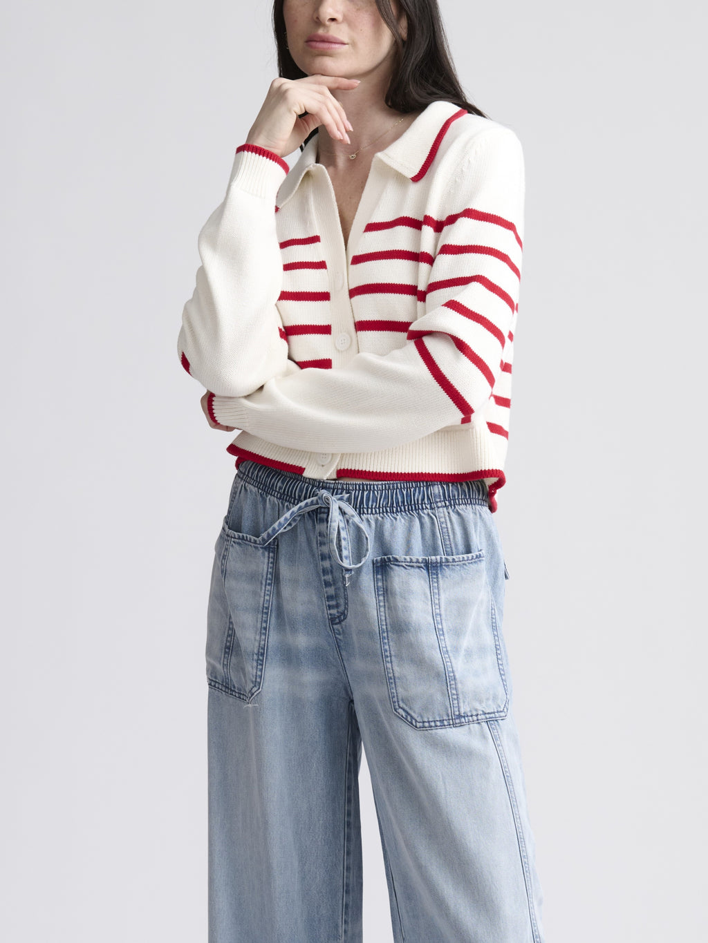 nicolette stripe polo sweater