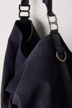 suzie suede slouch tote in black