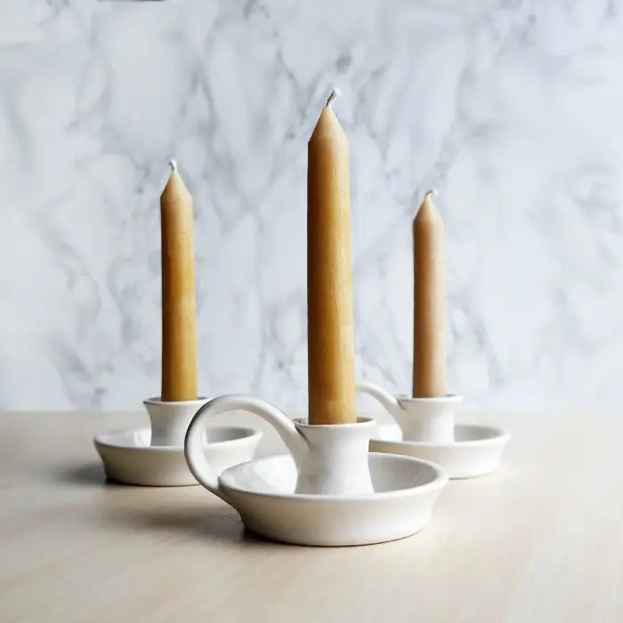ceramic candle holder in white