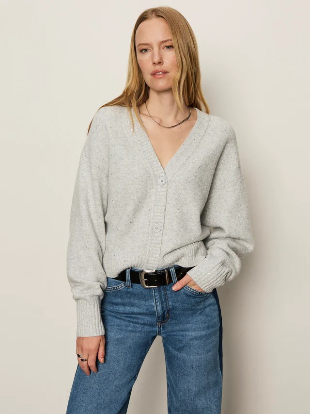shimmer cardi in heather