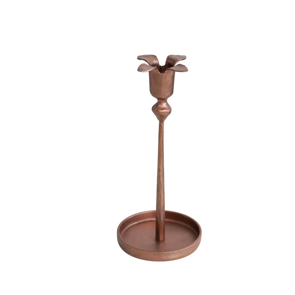 hand-forged metal flower taper