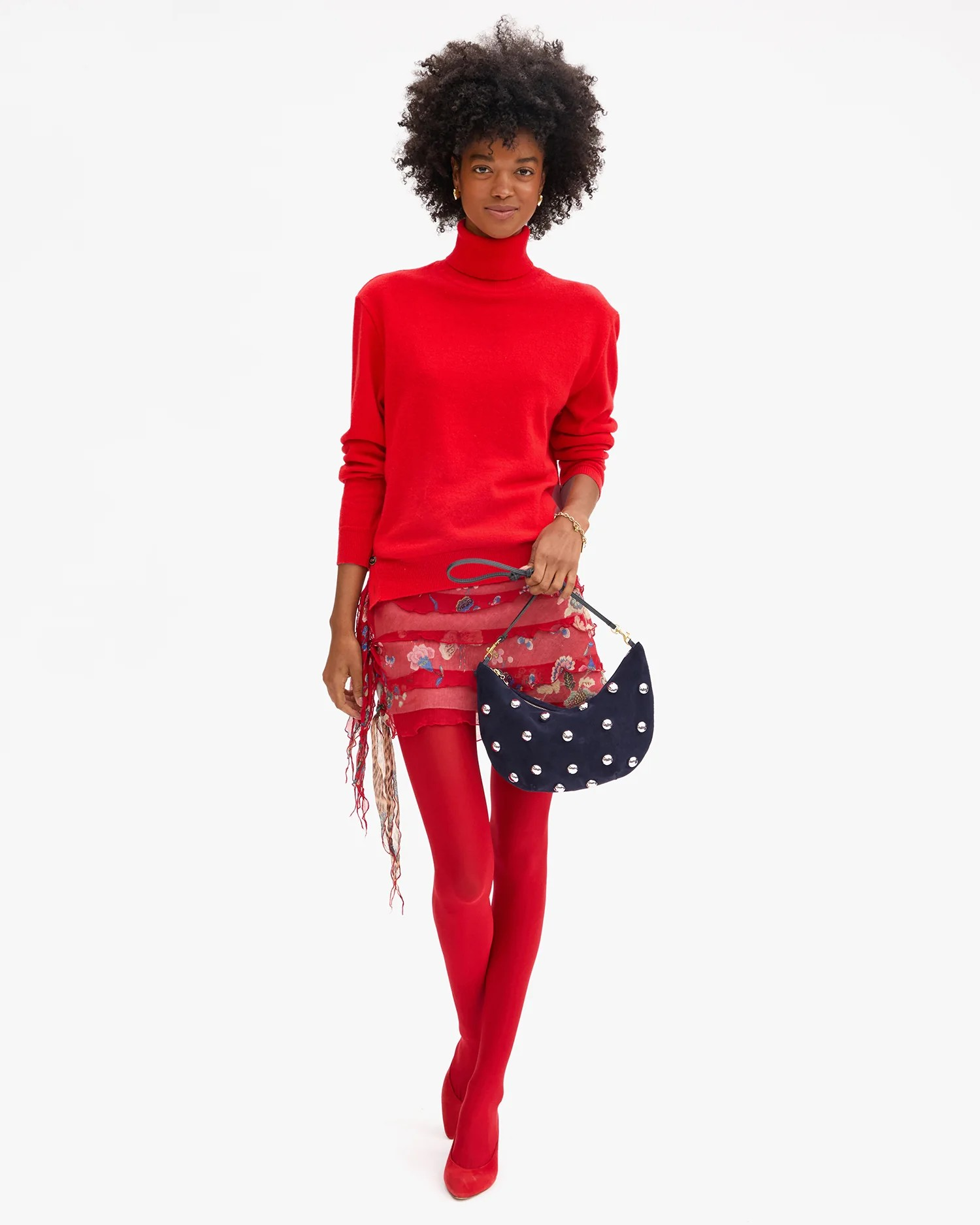 lune in suede navy with studs