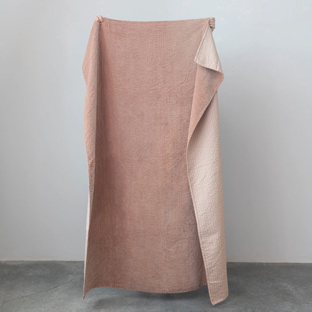 blush velvet kantha blanket