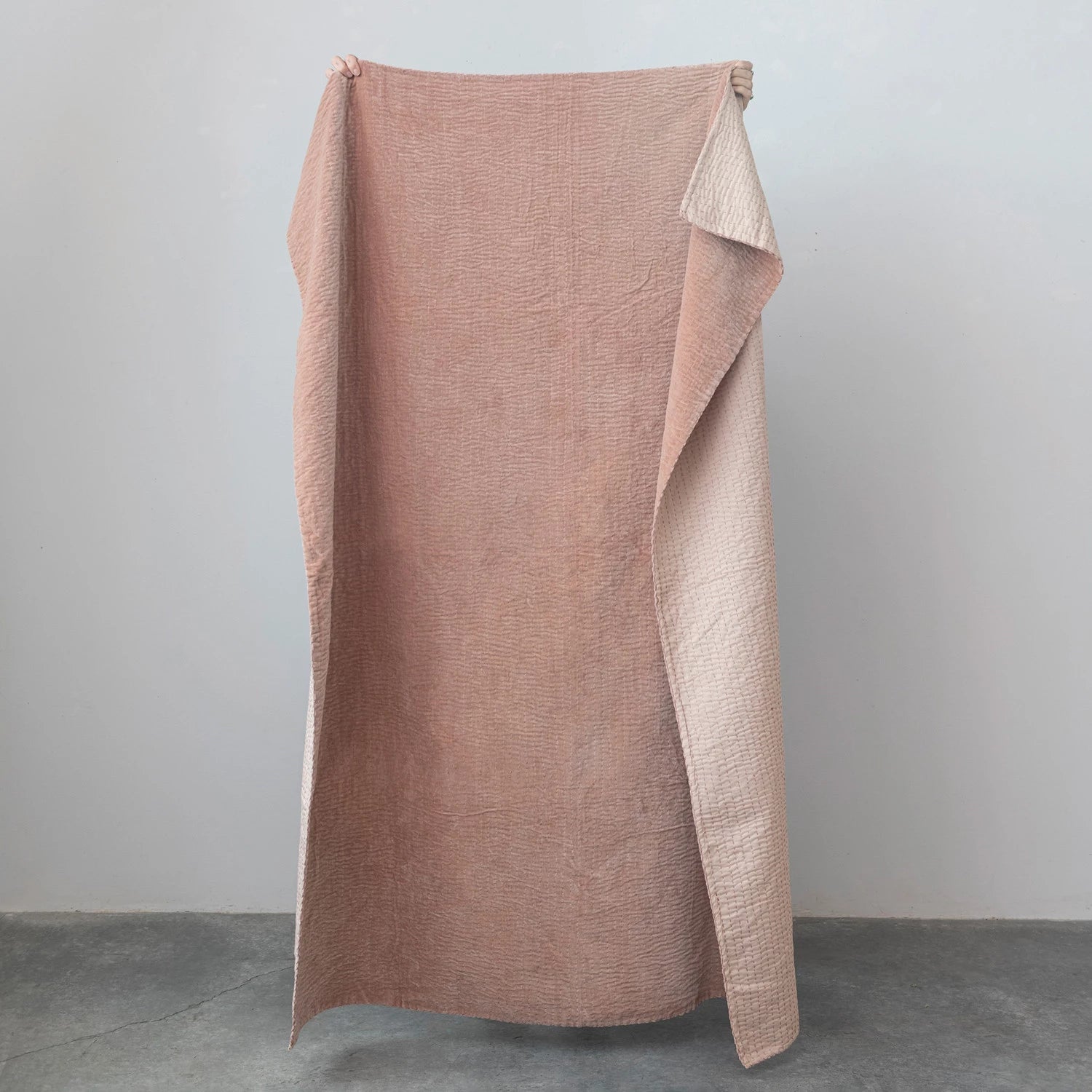 blush velvet kantha blanket