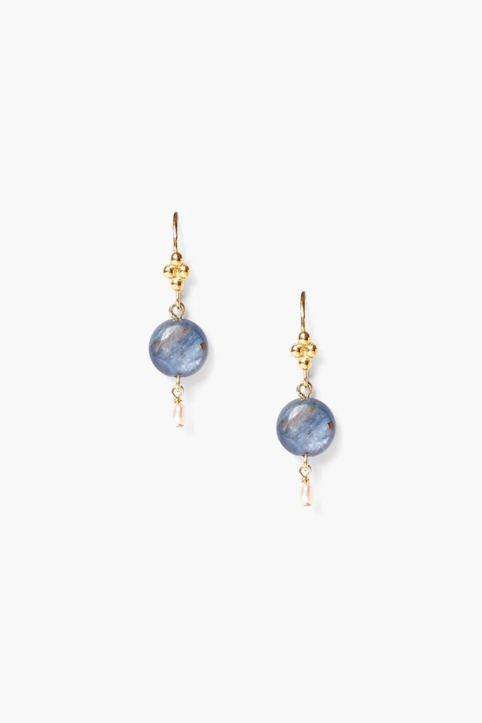 kyanite & pearl drop earrings
