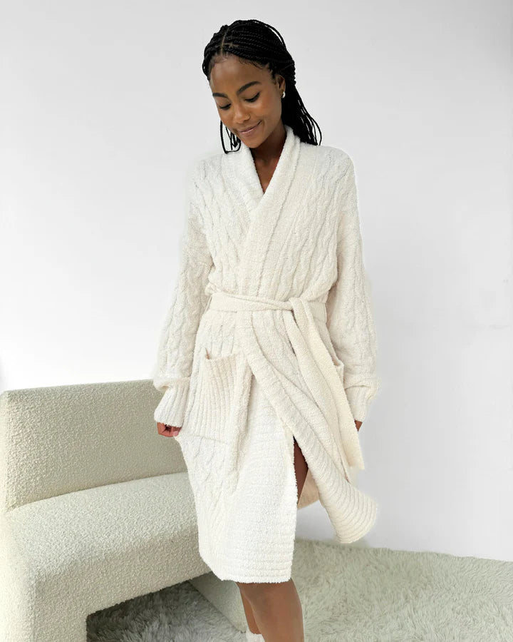 ivory cozy cable robe