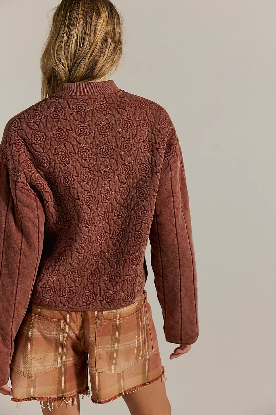 rose zip-up sweatshirt in cinnamon stick