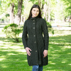 aran cable signature coat in army