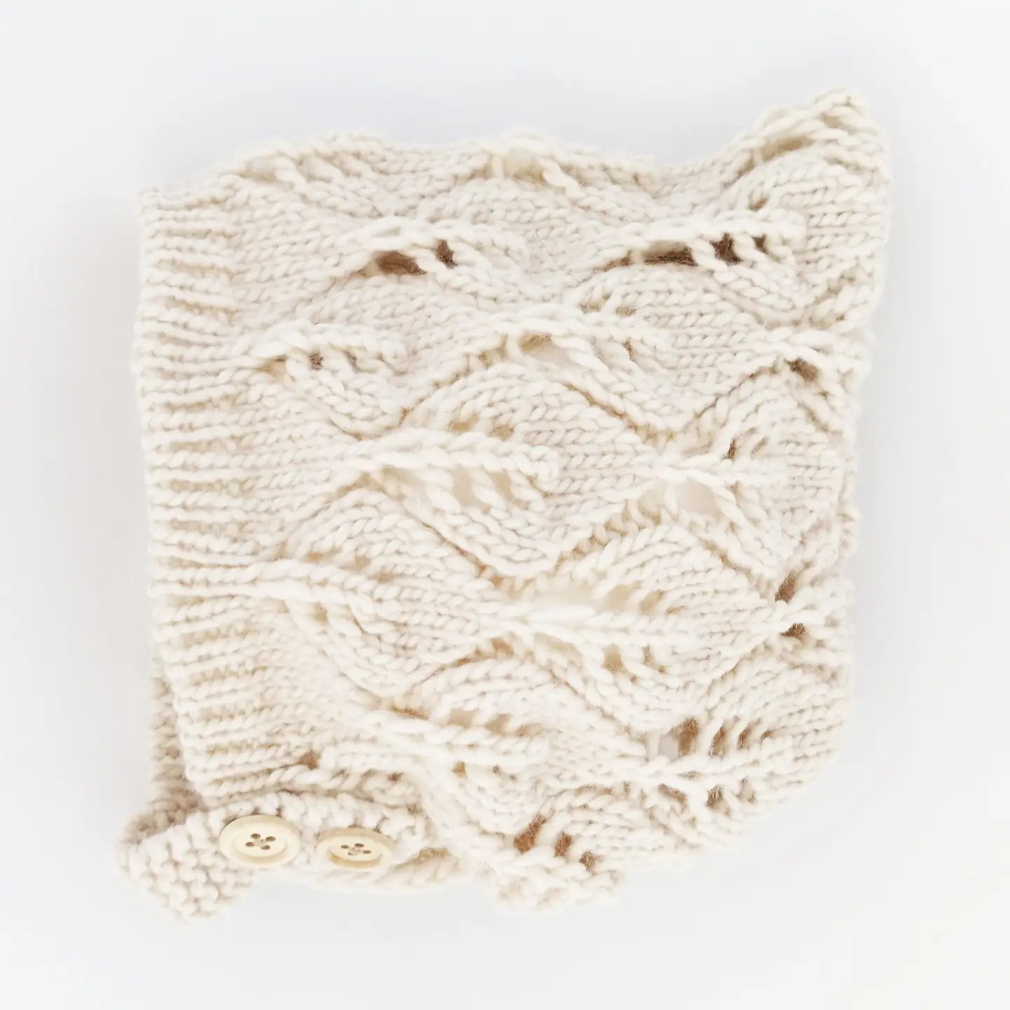 leaf lace baby bonnet - natural