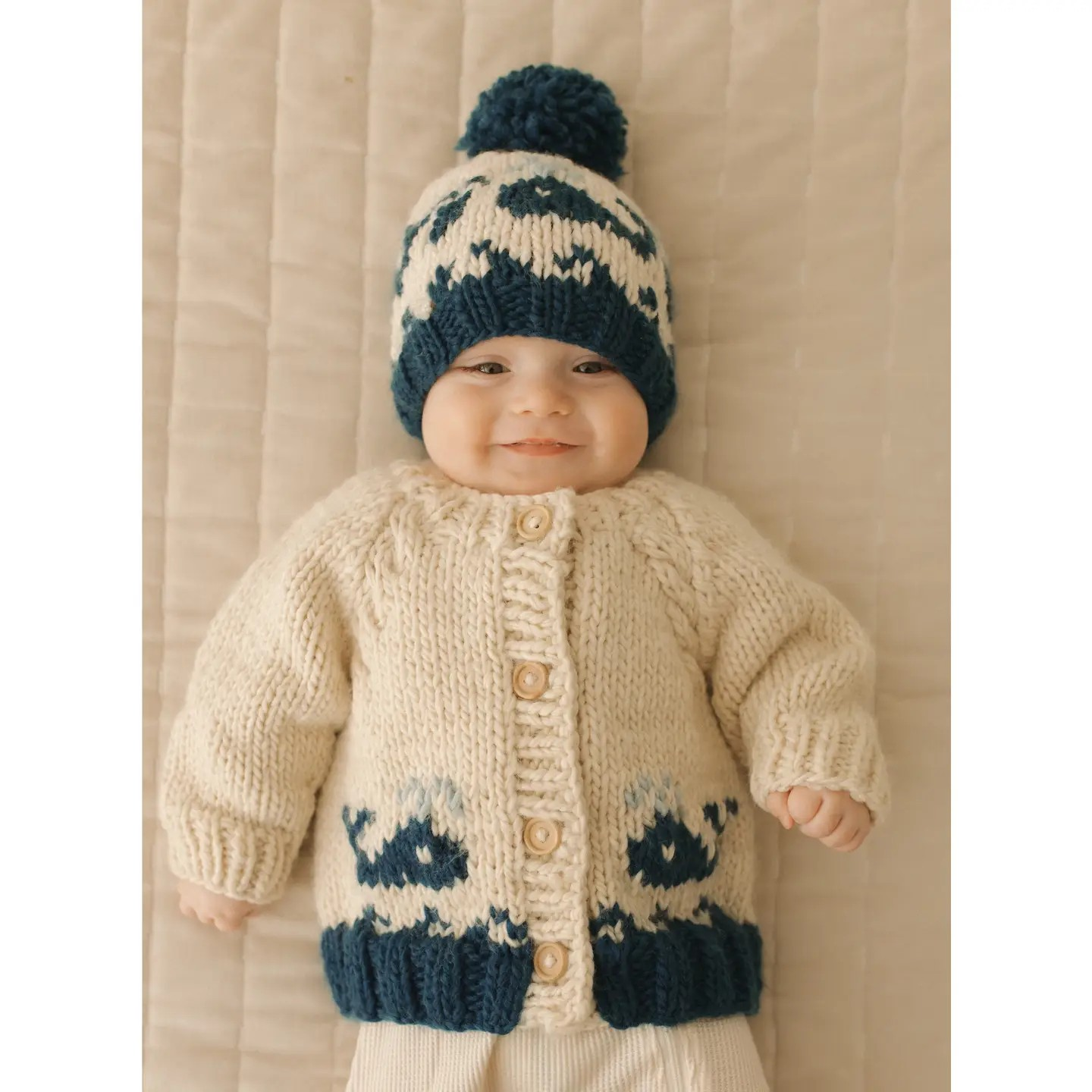 whale print baby cardigan
