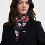 cozy fox enamel brooch