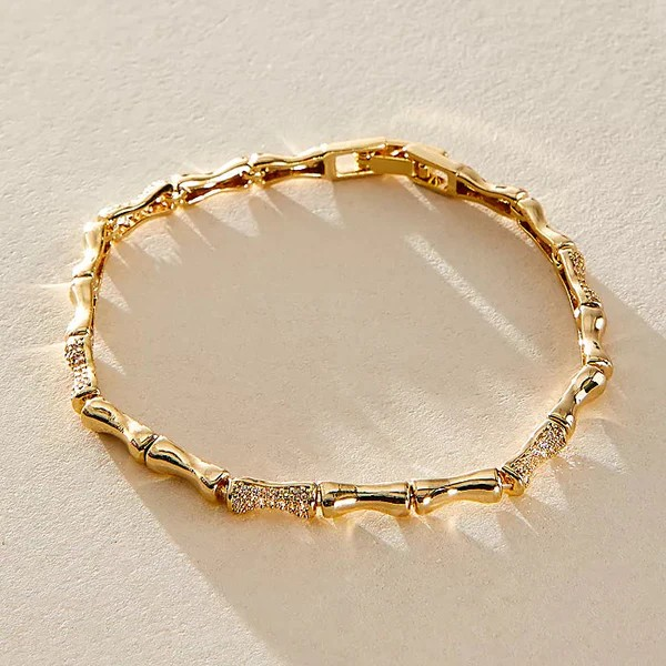 bamboo pave bracelet in gold
