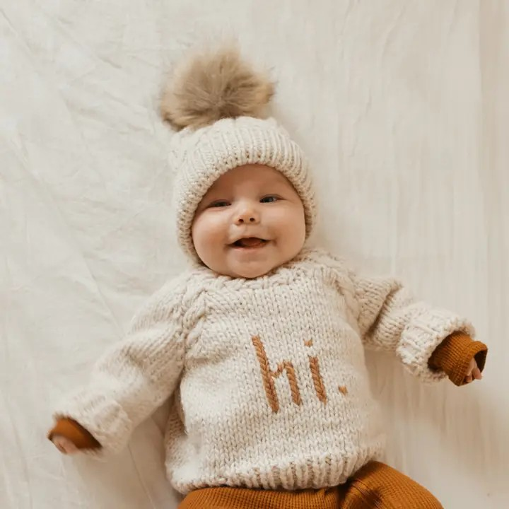 hi. baby crew neck sweater - pecan