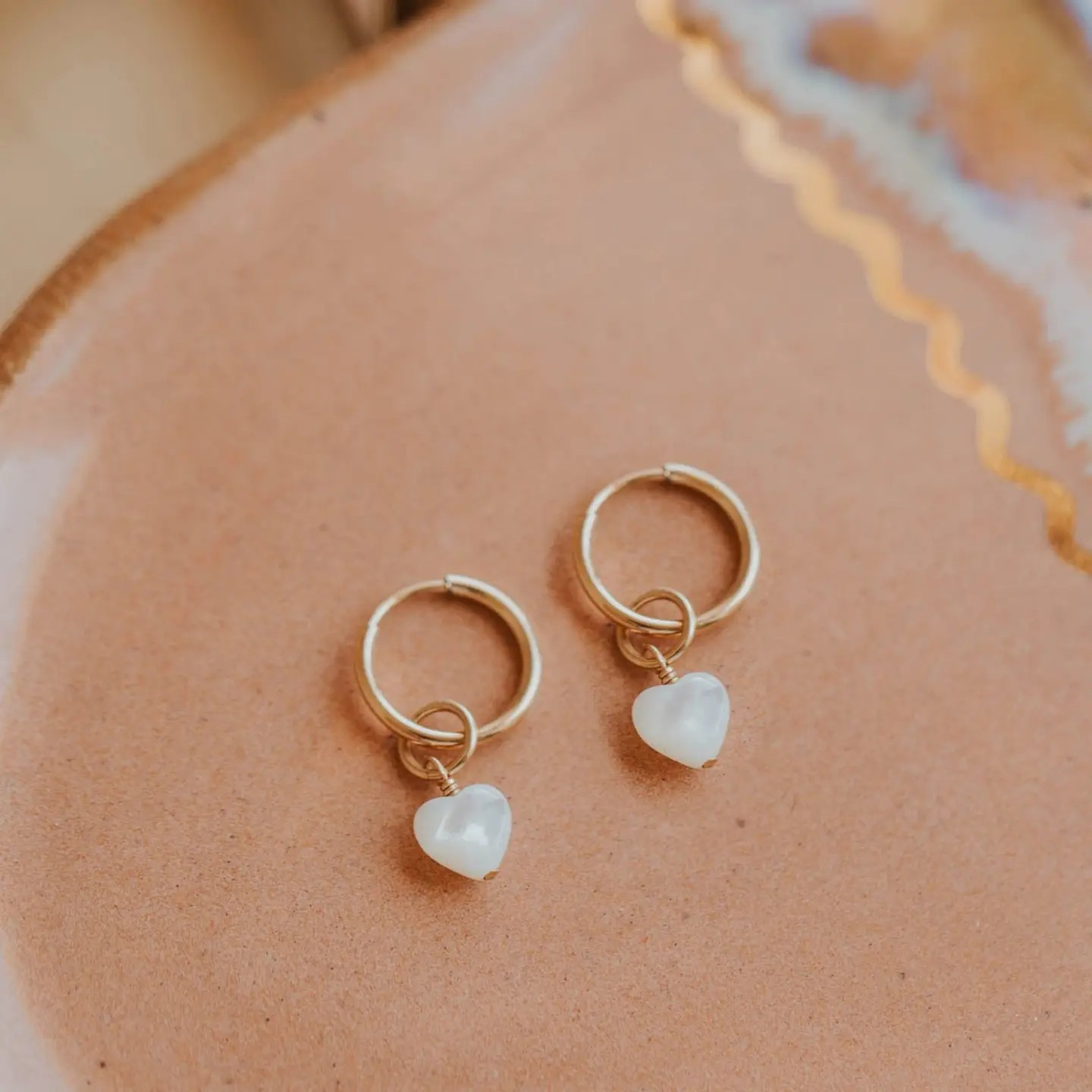 heart MOP hoop charm