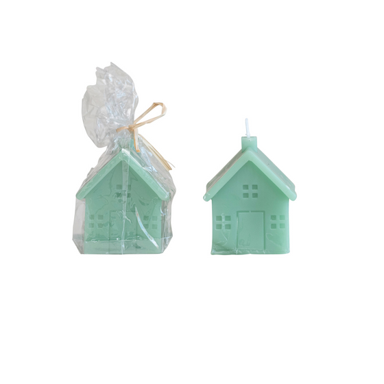 Extra Small Unscented House Shaped Candle; Mint