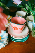 ceramic espresso cup with vintage flower