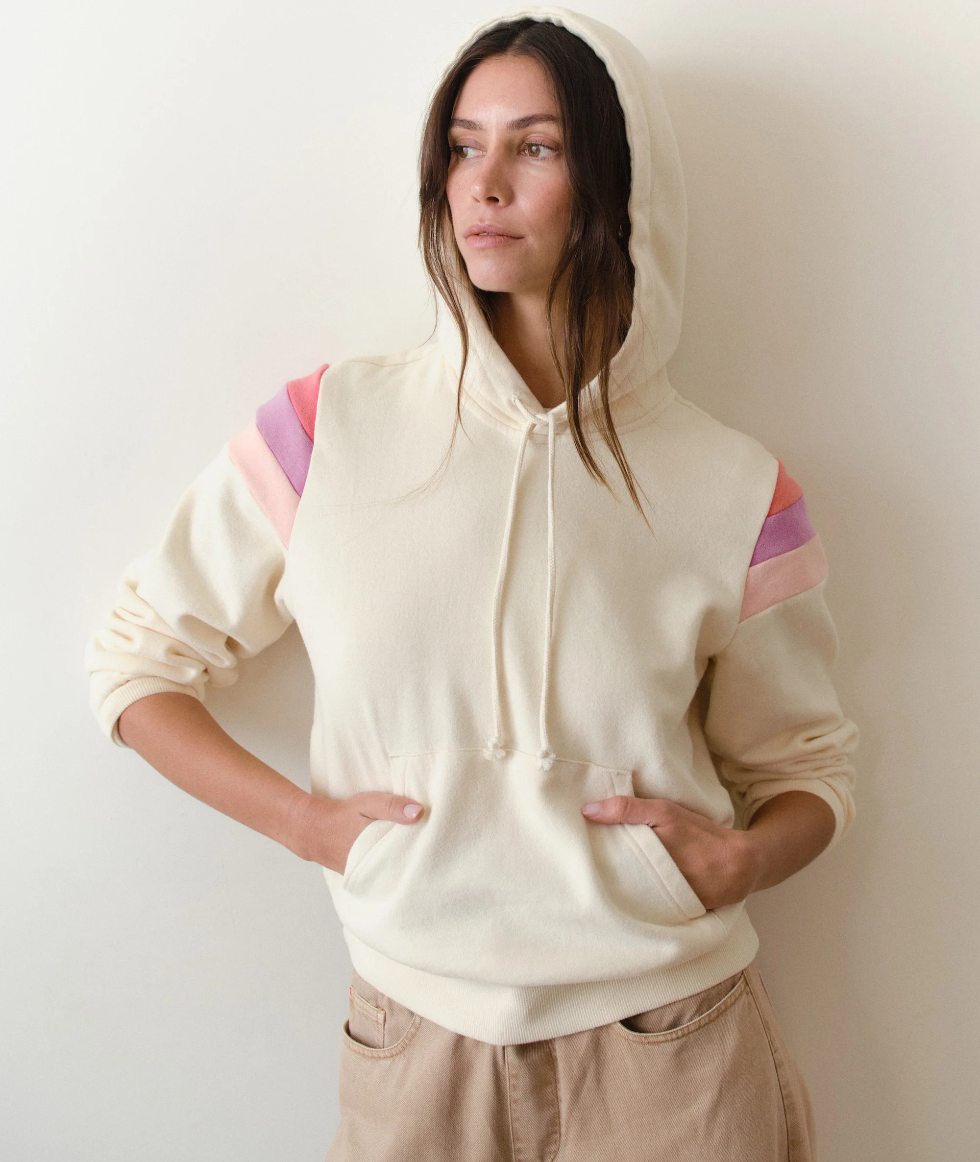 cloud 9 fleece banks hoodie in antique white