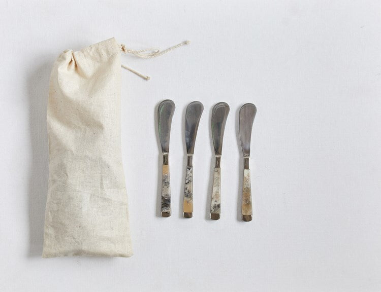 Stainless Steel Canape Knives with Horn Handle