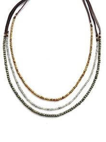  CLP - Stone & Leather wrap bracelet/necklace