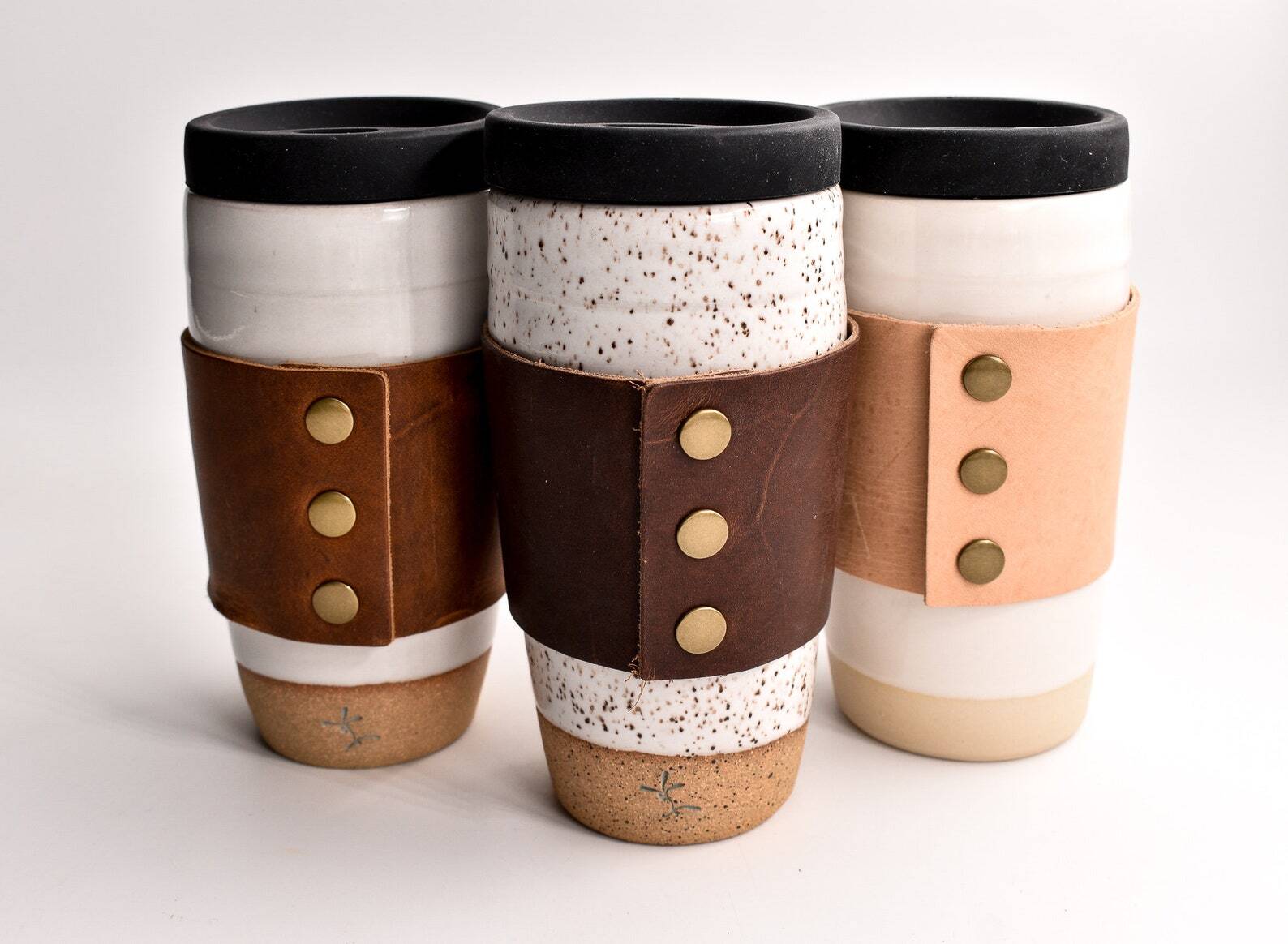 Travel Mug with Leather Holder