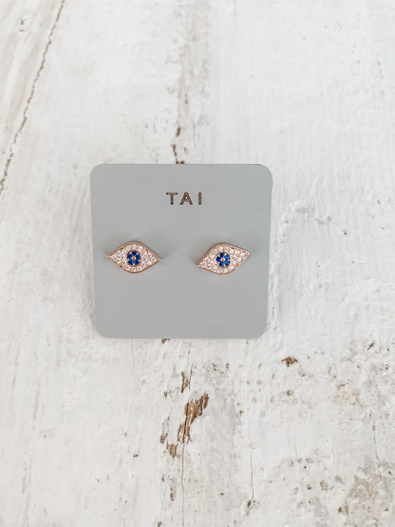 TAI - Evil Eye Stud Earrings Yellow Gold