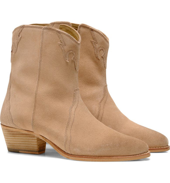 New Frontier Western Boot in Pearl Sand Suede