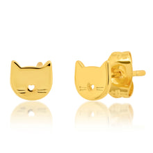  Whimsical Gold Cat Studs