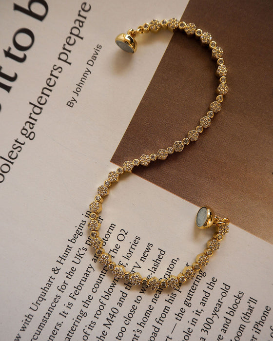 hex pave disc gold bracelet