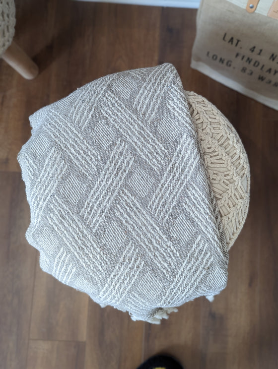 Recycled Cotton Blend Throw with Fringe