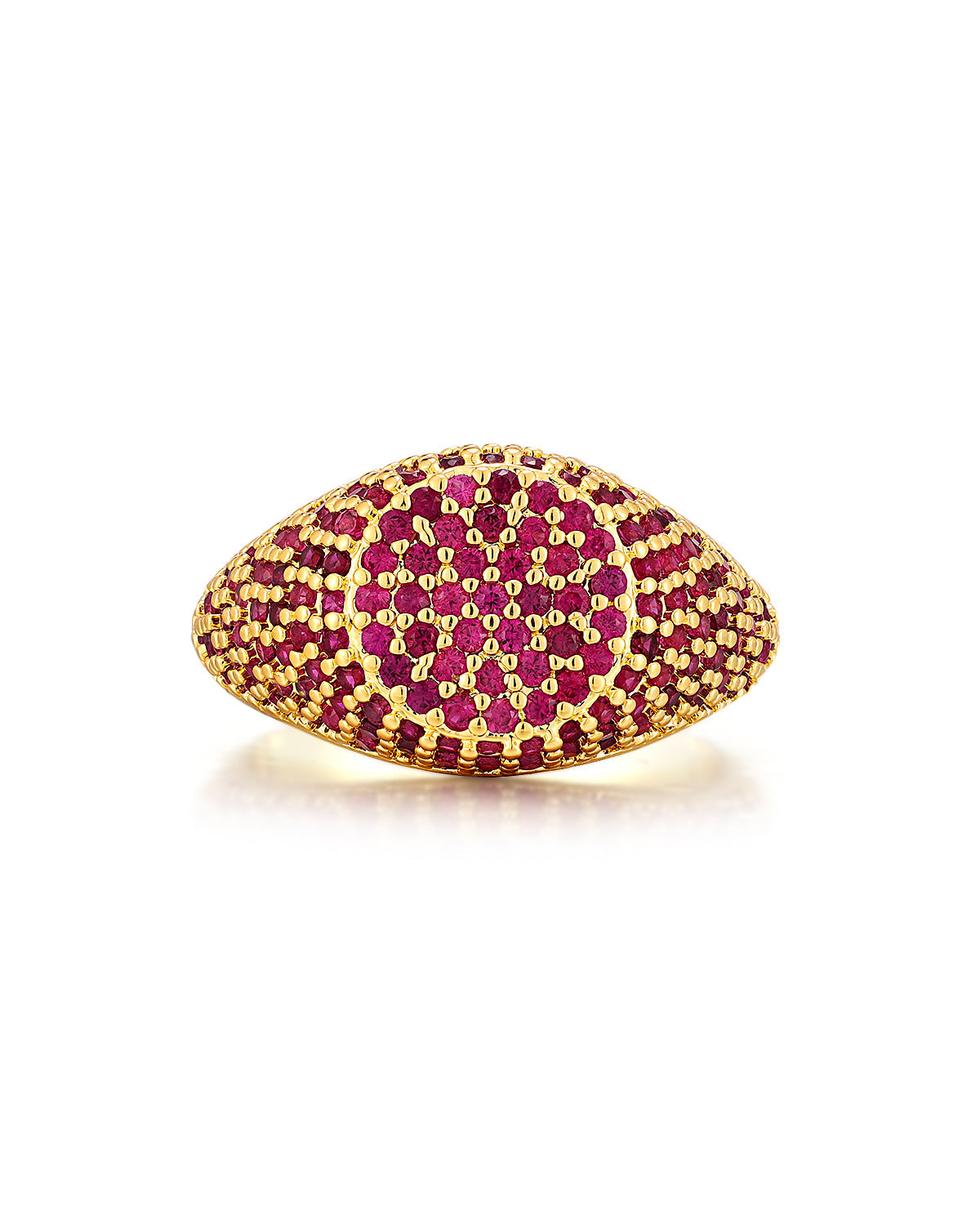 Pave Signet Ring - Ruby + Gold